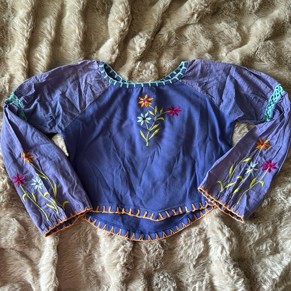 Embroidered Peasant Top